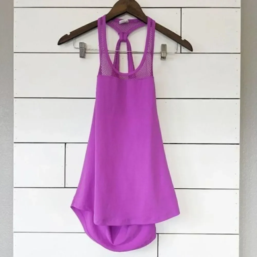 Fabletics Sol Purple Mesh Drape Tank Top Small - Picture 2 of 7